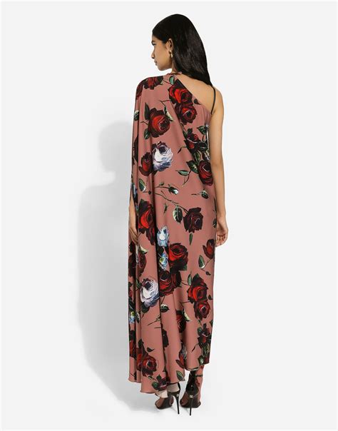 dolce gabbana vintage dress|Asymmetrical charmeuse dress with vintage rose print.